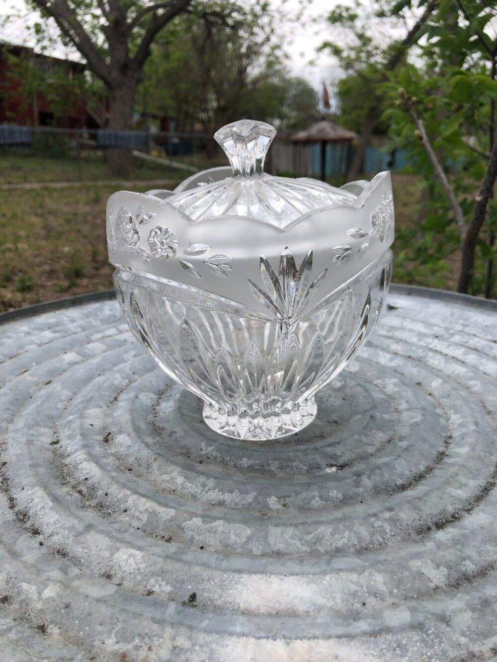 Vintage Oneida Crystal Candy Dish with Lid
